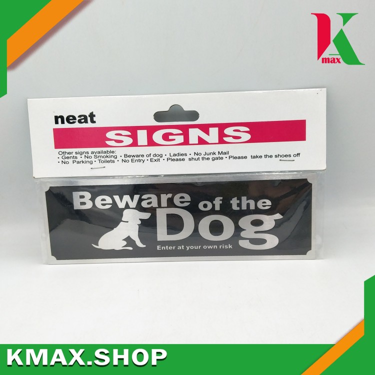 neat Sign Sticker metal Beware of the Dog 7×2inch